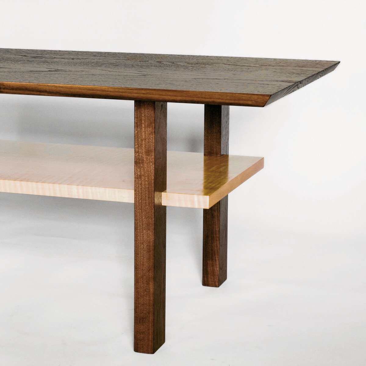 Hand-cut joinery details on a modern coffee table from Mokuzai Furniture.