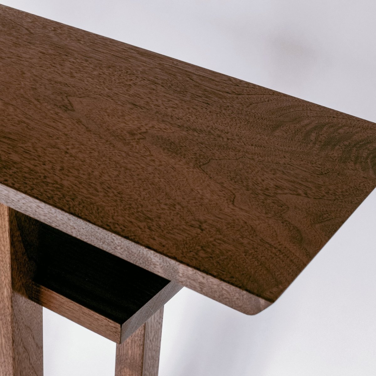handmade from solid walnut a narrow wooden console