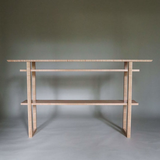 modern hallway table with shelves by Mokuzai Furniture