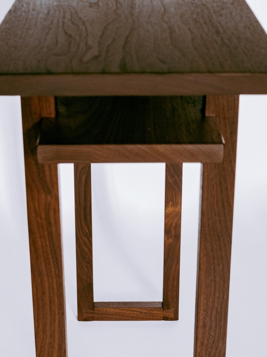 modern narrow table with handmade details