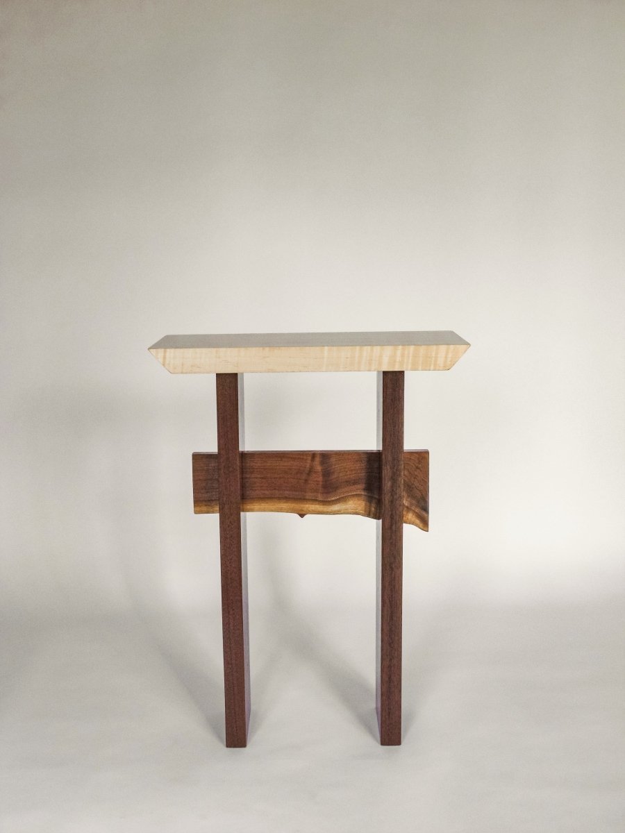 small wooden accent table with modern zen style - handmade wood furniture