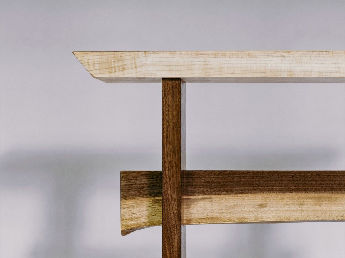 modern hall table with live edge stretcher
