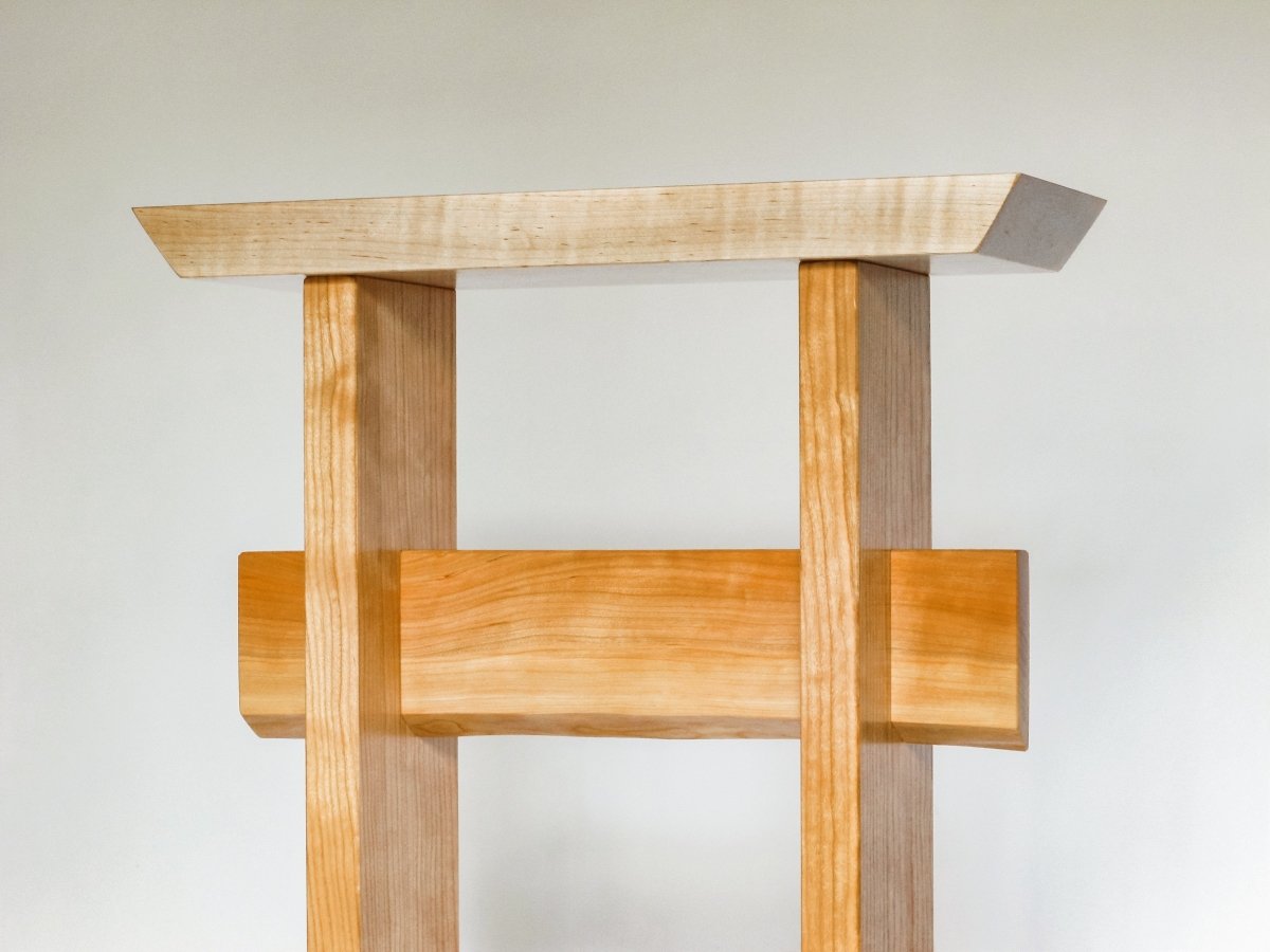 Tiger maple with cherry and a live edge cherry stretcher - handmade wood furniture