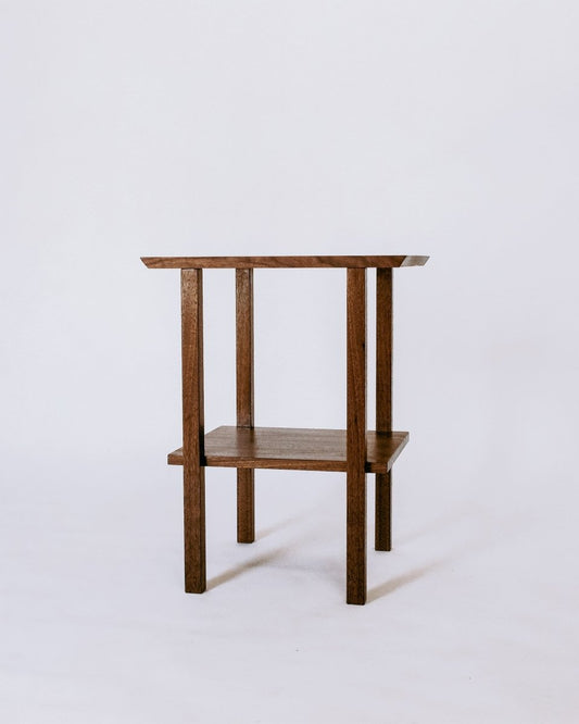 Designer Side Table - a walnut table with shelf for the living room