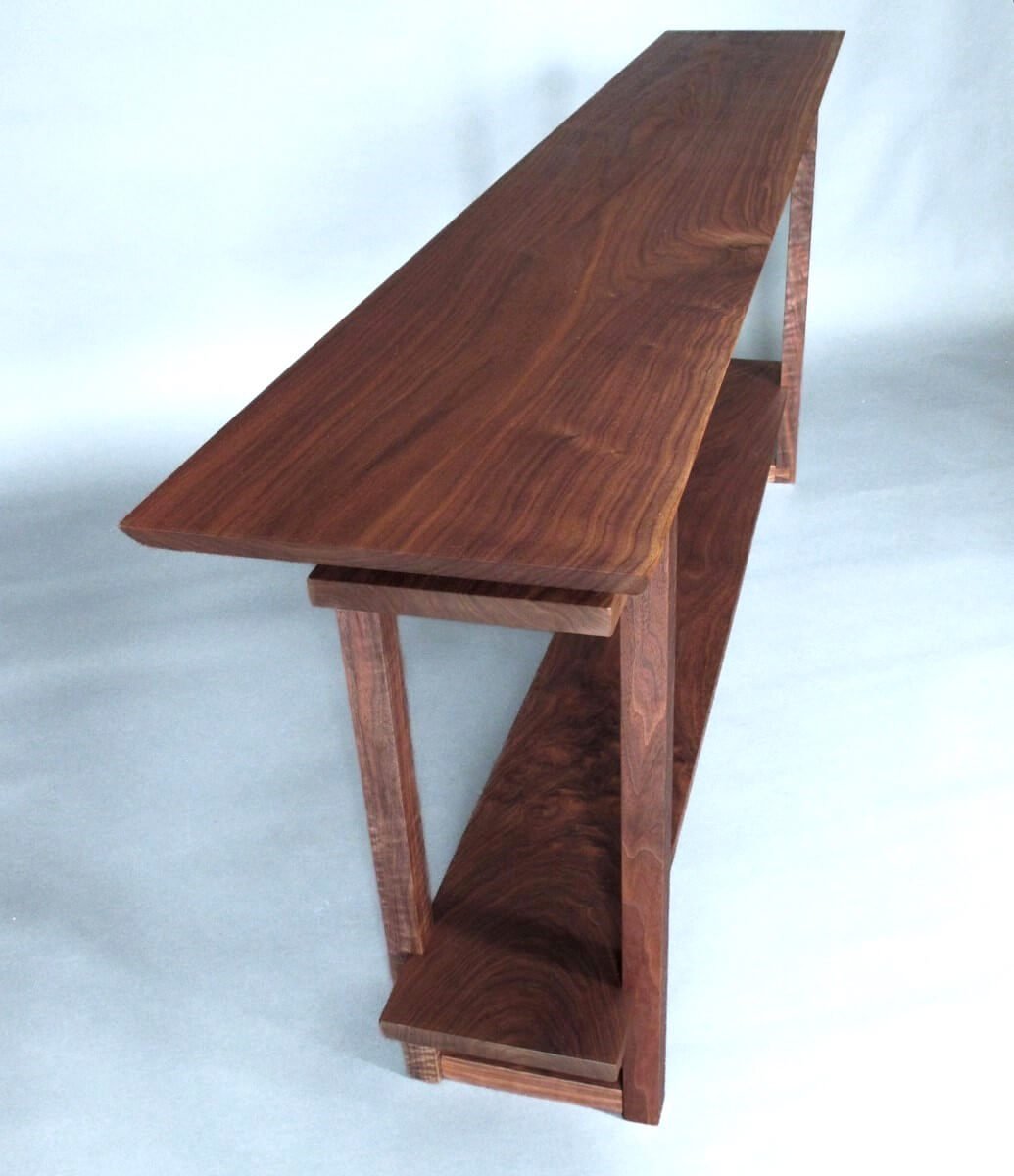 narrow hallway console table walnut by Mokuzai Furniture