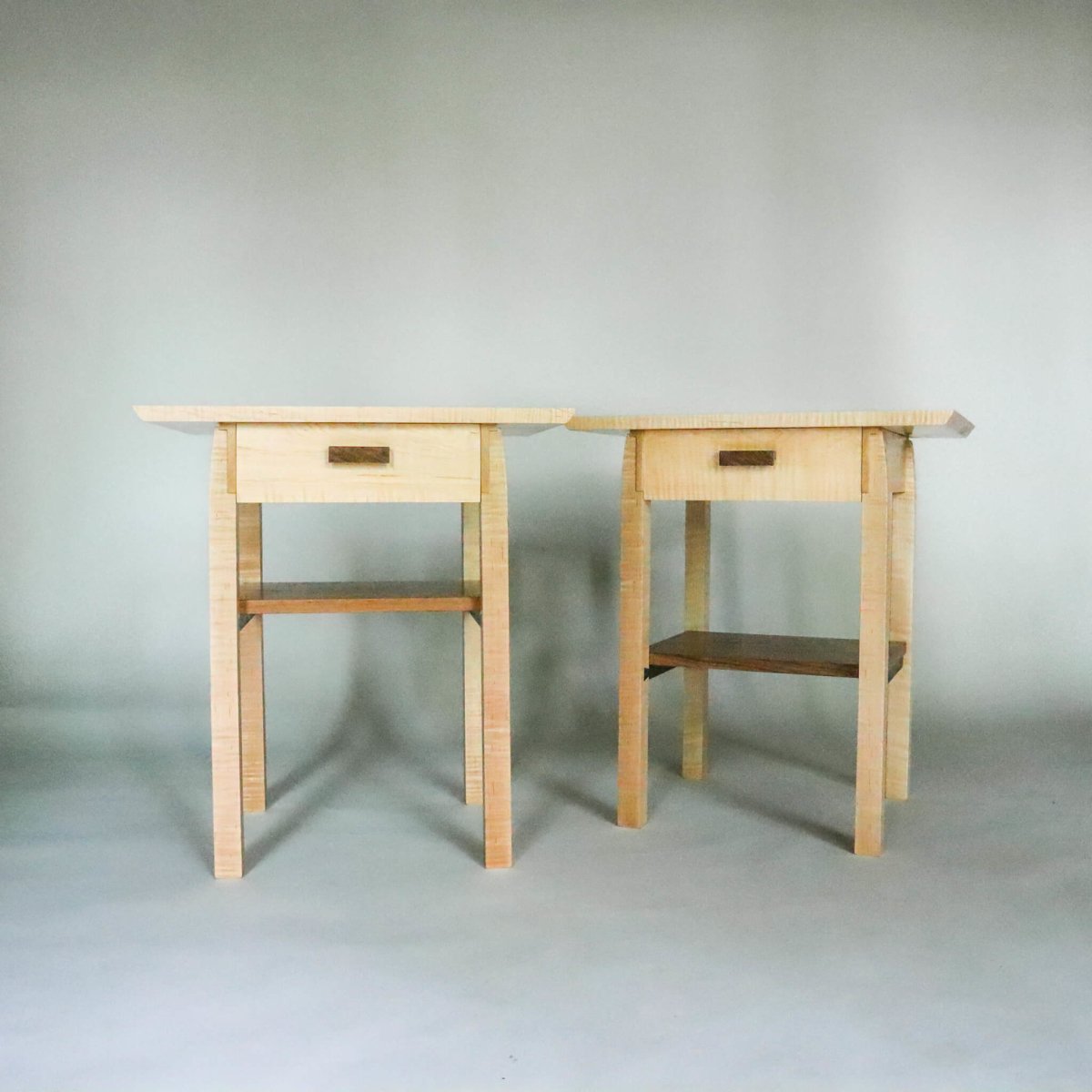 pair of nightstands with drawer, small wooden tables for bedroom furniture, contemporary fine furniture by Mokuzai Furniture