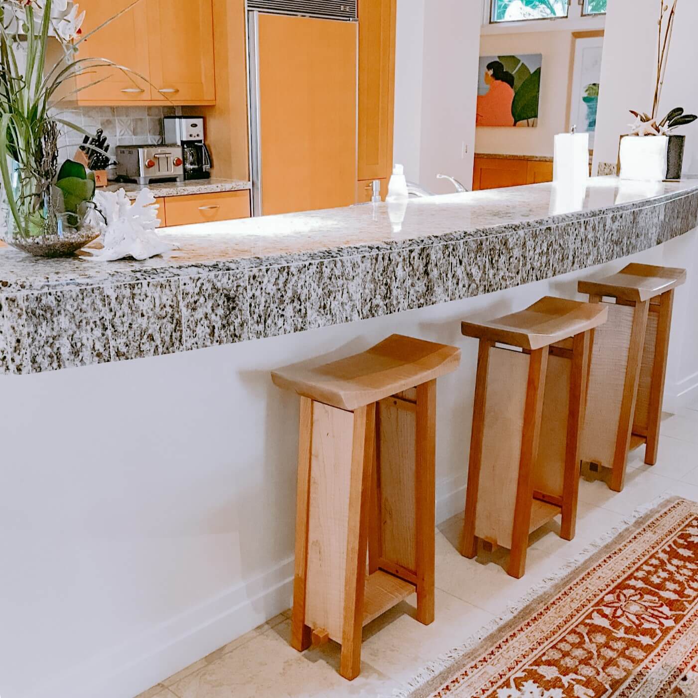 saddle seat bar stools japanese style furniture design by Mokuzai Furniture