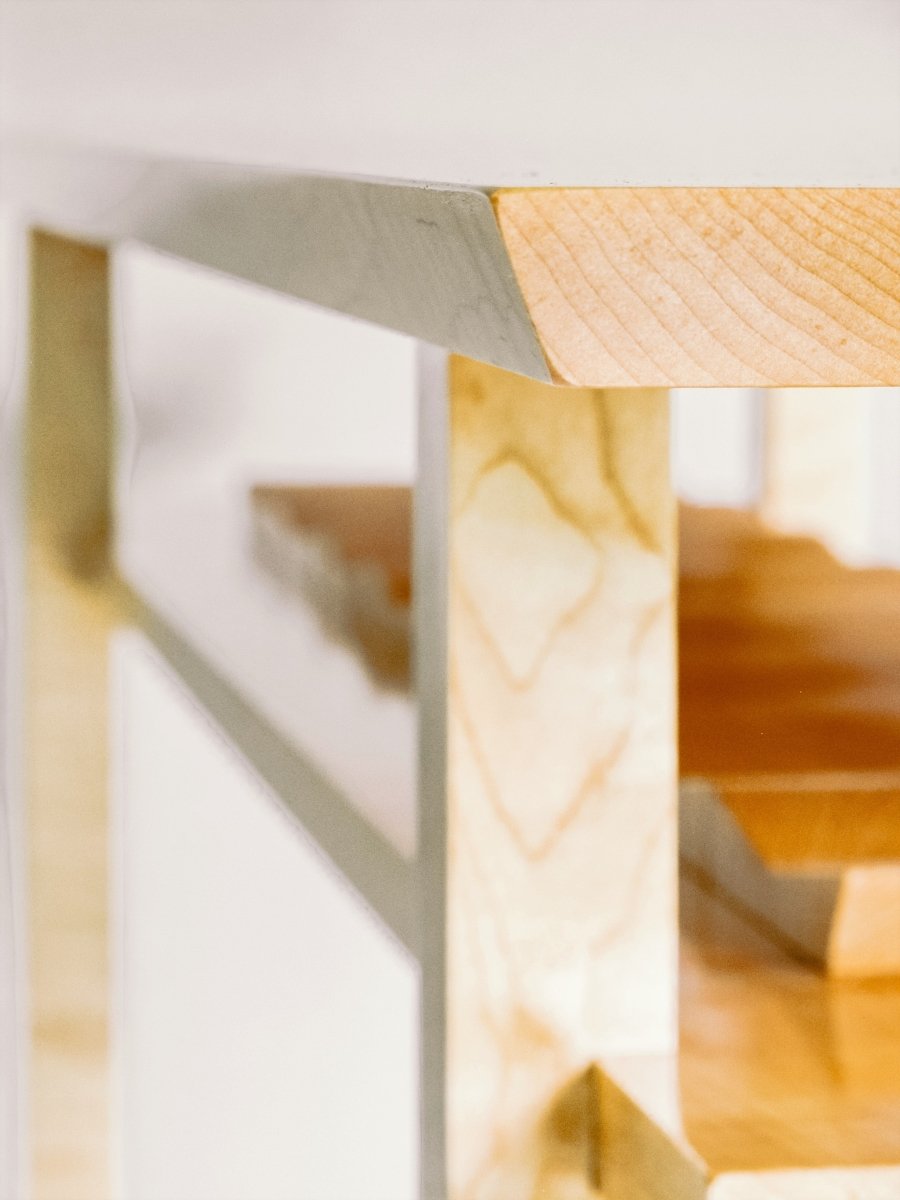 edging/ corner details on a modern dining room side table by Mokuzai Furniture - dining room sideboard alternative- table with wine storage