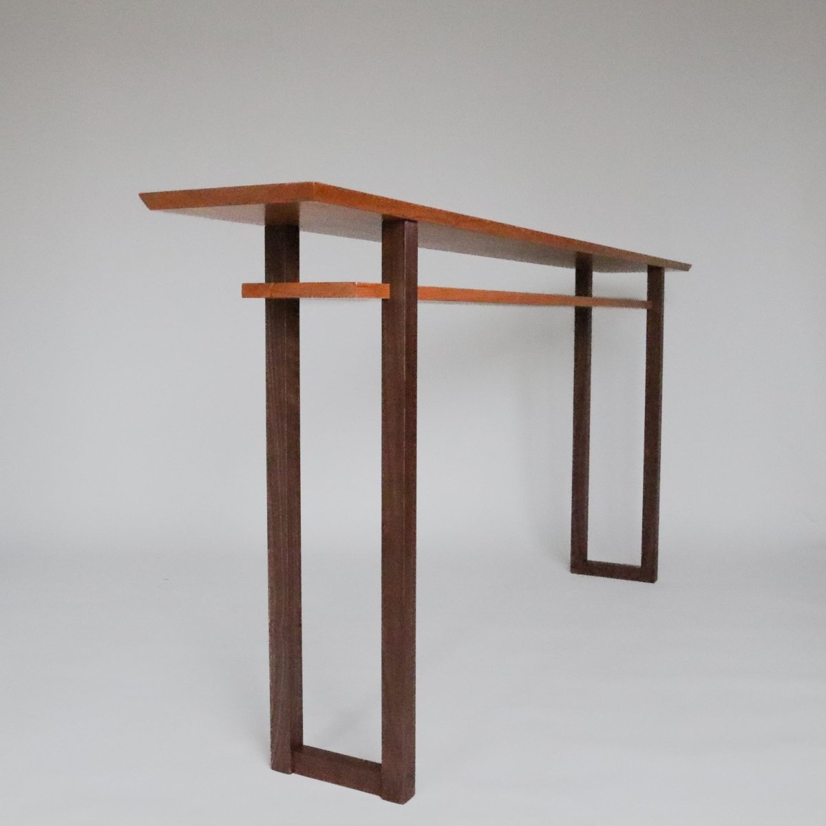 Japanese-style narrow console table for hallways by Mokuzai Furniture.