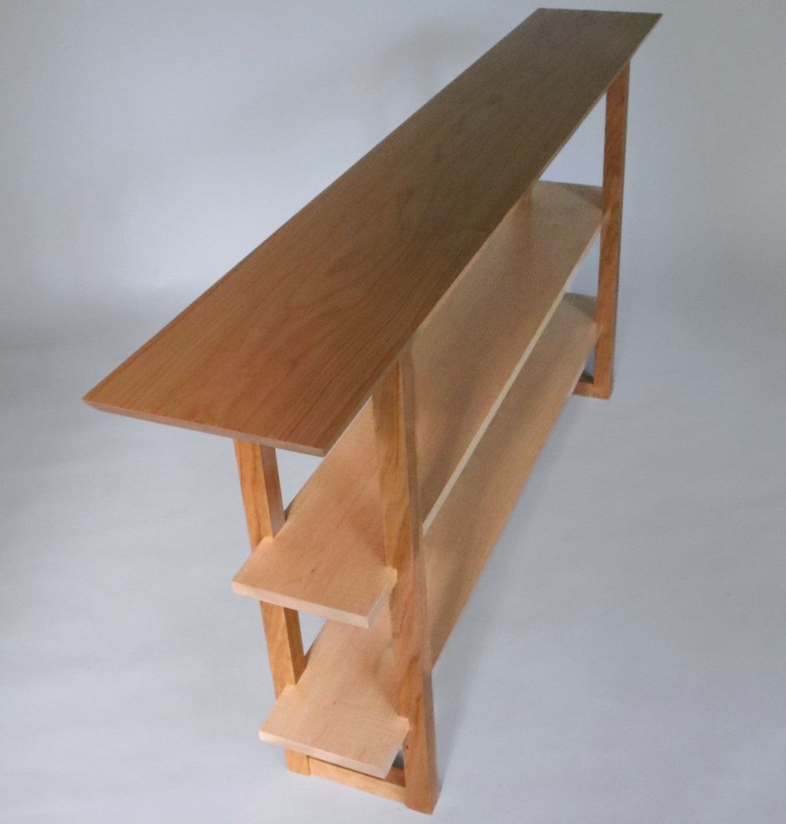narrow Japanese console table for entryways by Mokuzai Furniture.