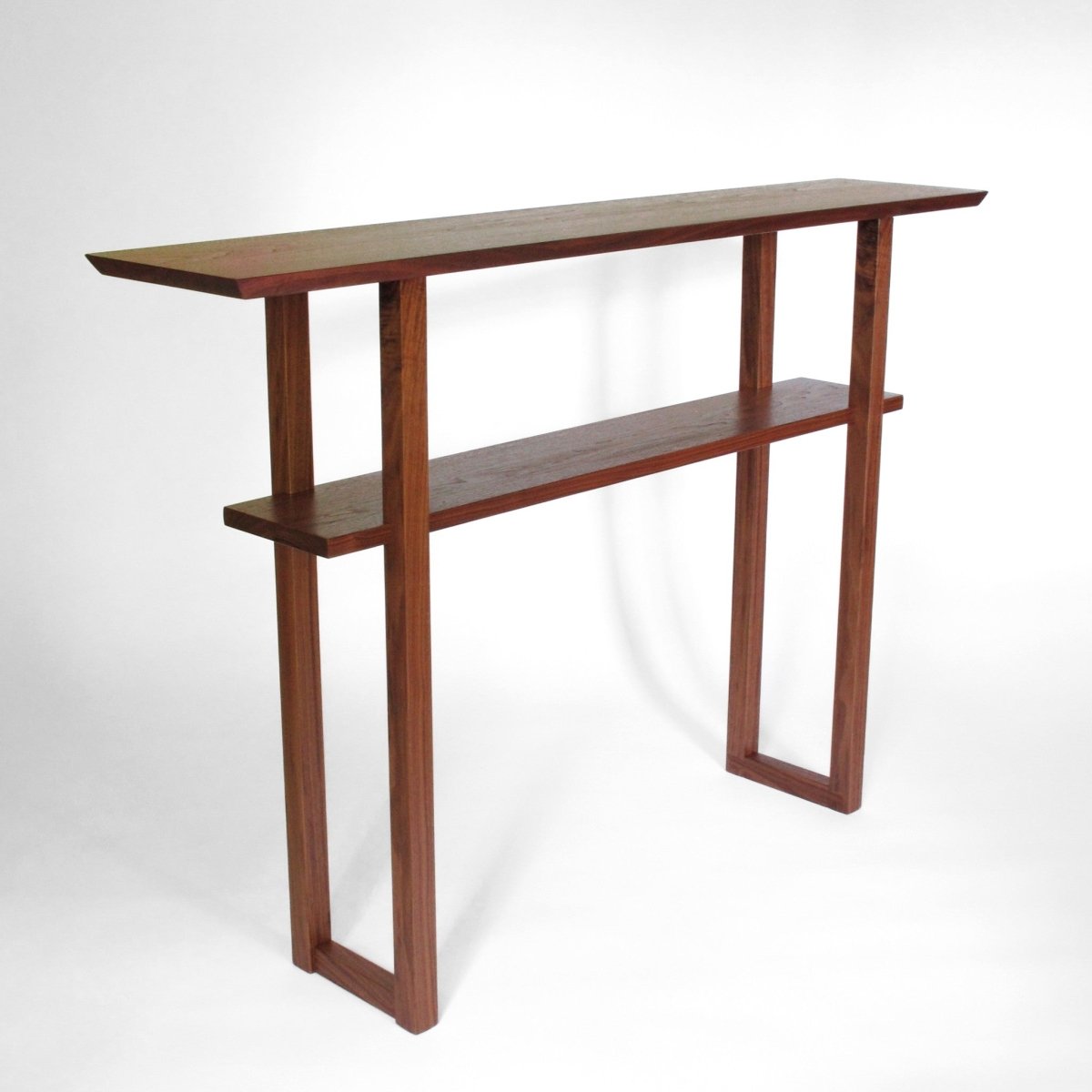 Solid walnut console table for entryways or a sofa table by Mokuzai Furniture.