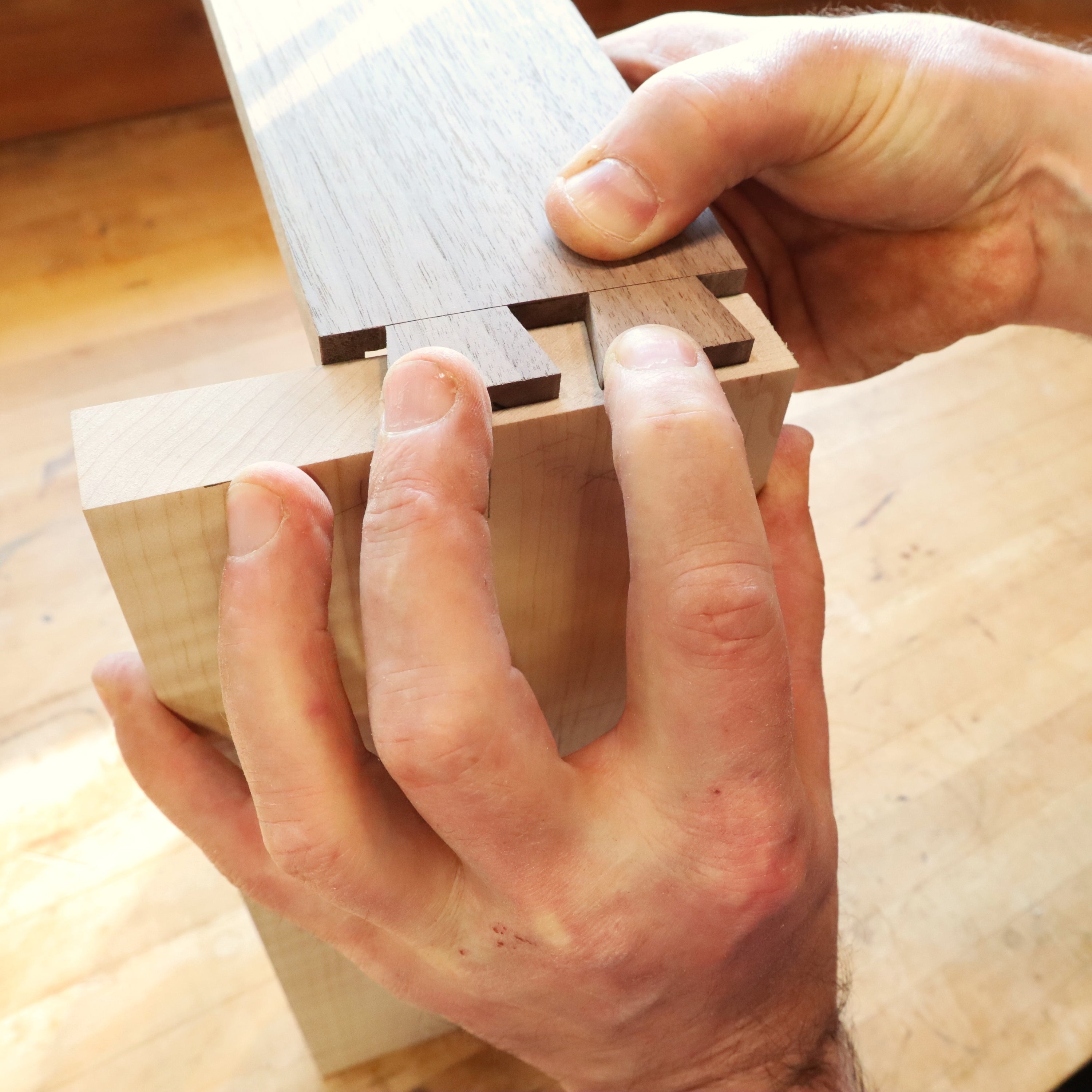 fitting dovetails on a drawer for an end table with drawer at Mokuzai Furniture