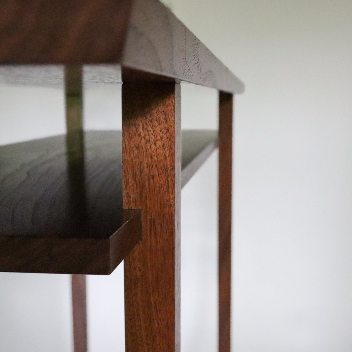 A handcrafted Japanese console table for tvs from Mokuzai Furniture.