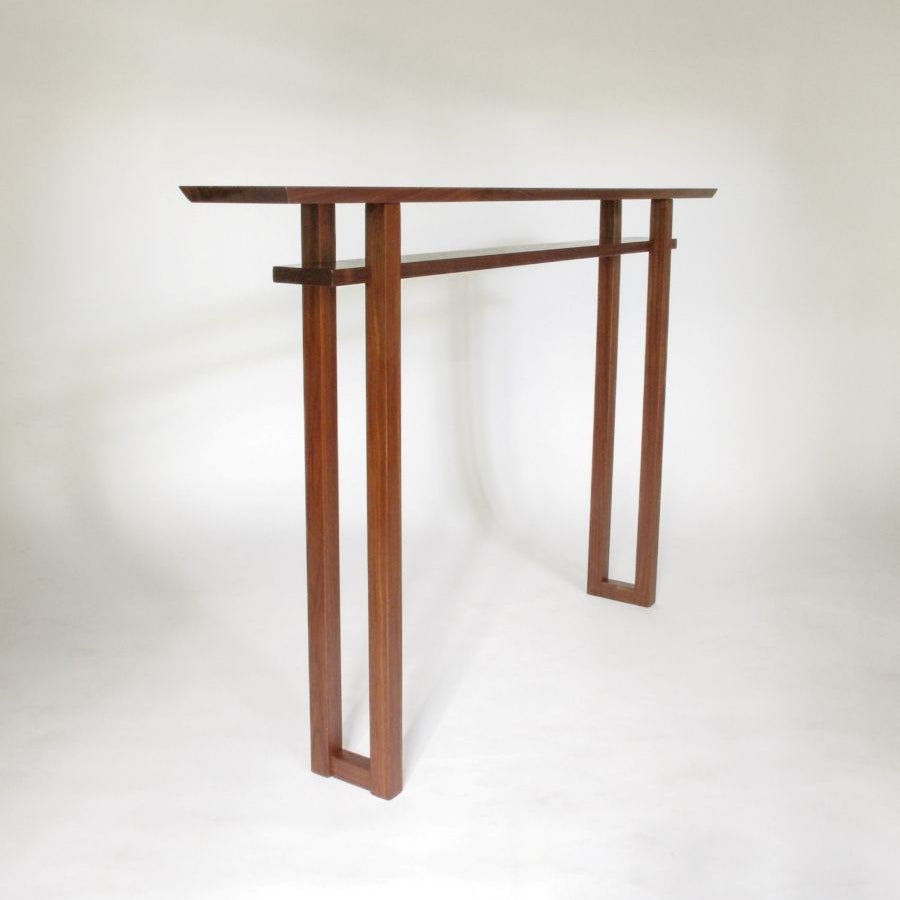 A narrow entry way table that is only 7 inches wide from Mokuzai Furniture.