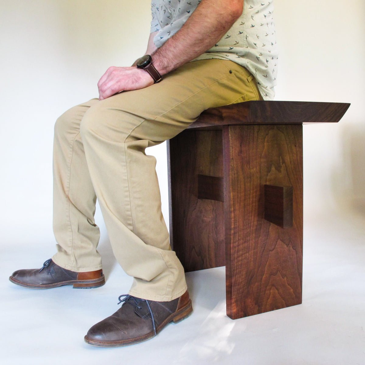 walnut bench for entryways modern meditation bench by Mokuzai Furniture