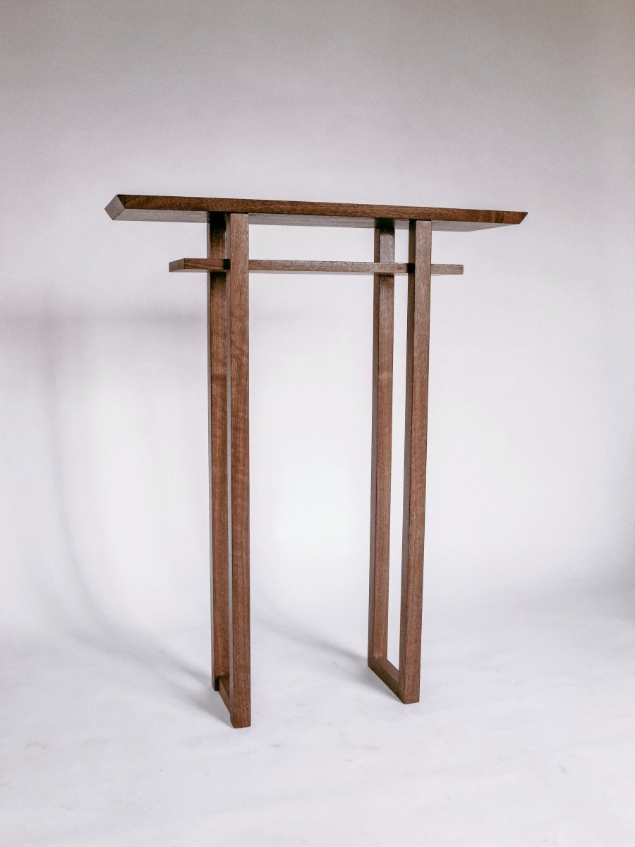 narrow walnut console table for the entryway - modern wood furniture