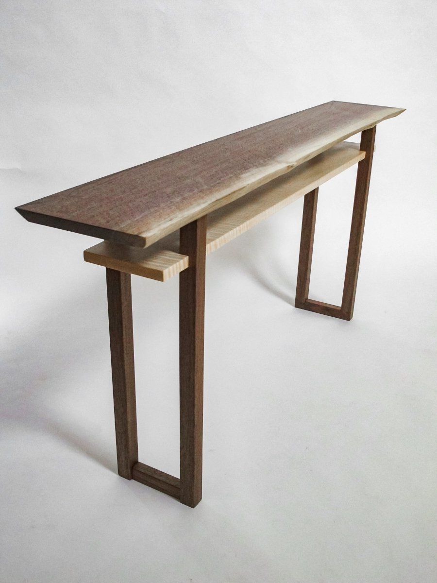 modern console table with live edge - narrow table design for small space decorating - hallway table/ entryway table by Mokuzai Furniture