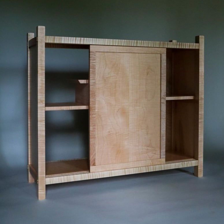 modern wood tv console cabinet with sliding door by Mokuzai Furniture