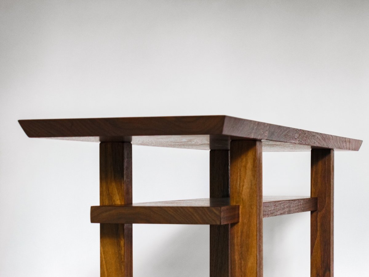 solid walnut console table with shelf- minimalist furniture design - custom tables