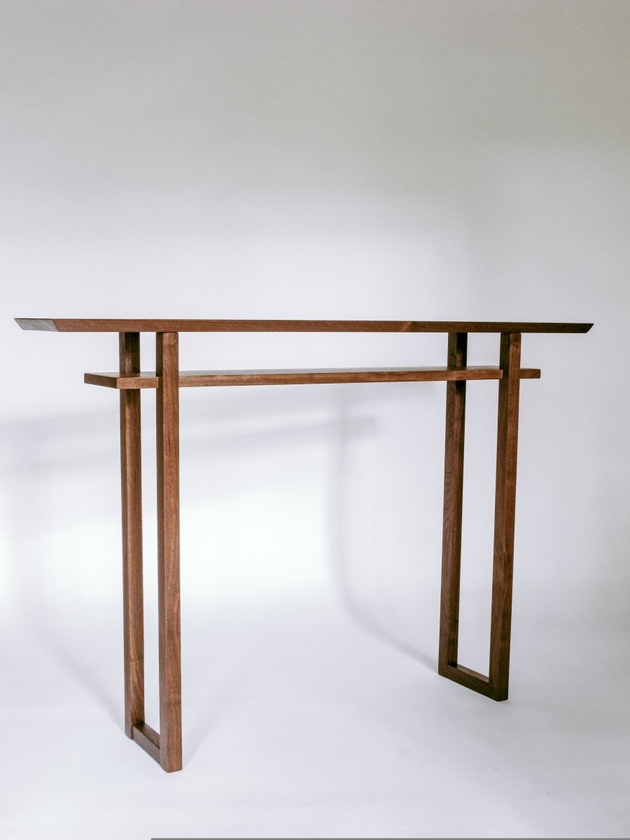 walnut console table for the entryway or hallway