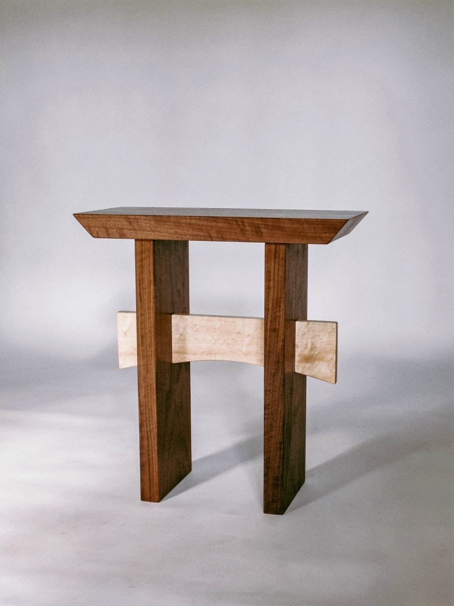 walnut and tiger maple small end table