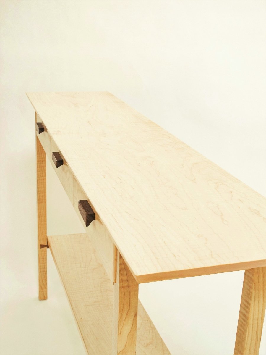 a narrow wood table perfect for a hall table, sleek side table or elegant entryway piece