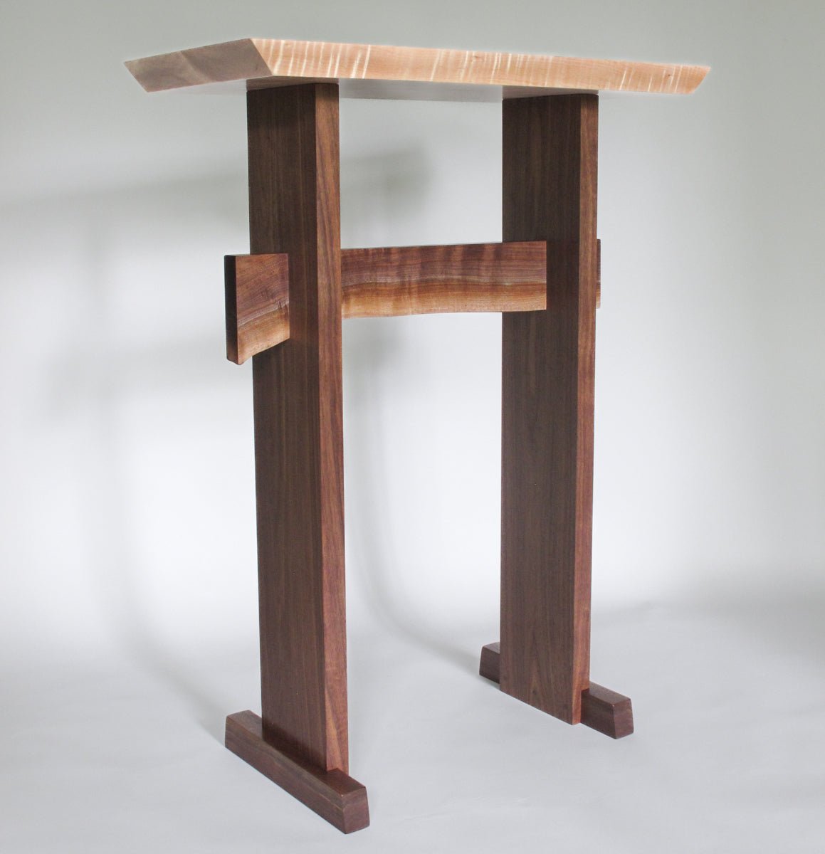 standup desk walnut tiger maple by Mokuzai Furniture
