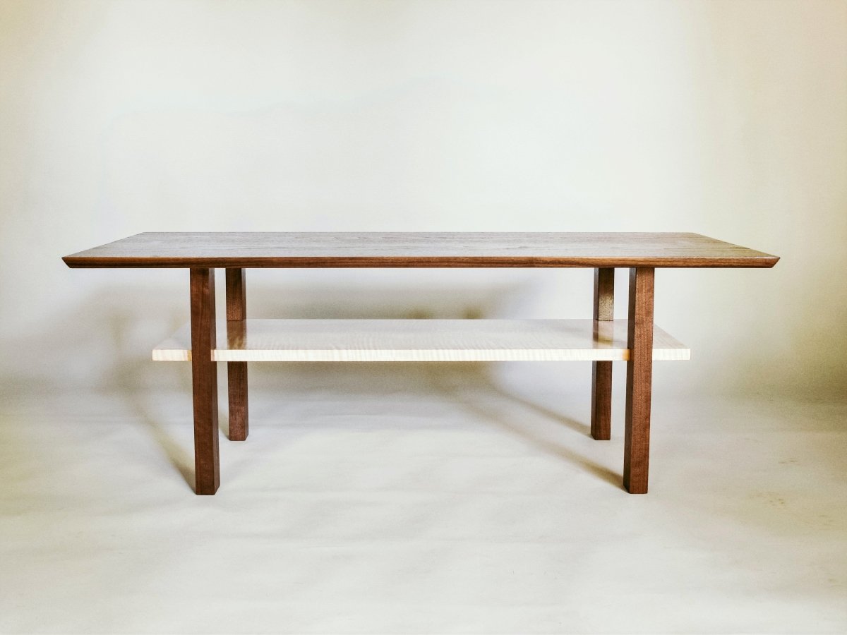 a small coffee table, walnut with maple, custom coffee table sizes available