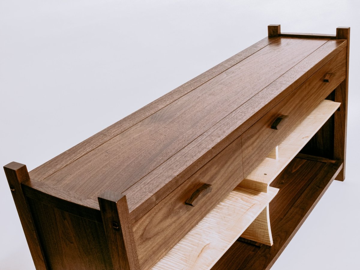 a framed table top for our walnut cabinet with drawers