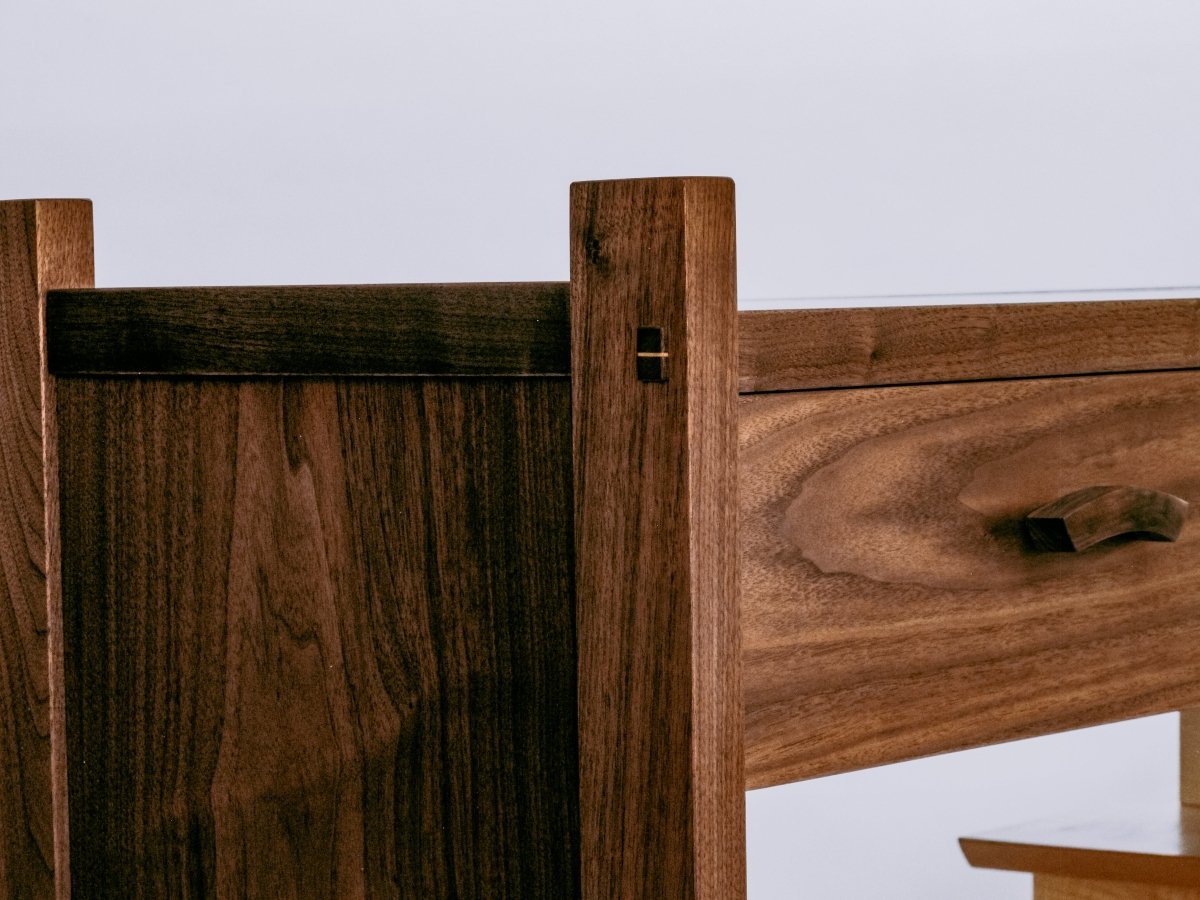 mortise and tenon with wedge - traditional woodworking techniques refined for a modern console cabinet