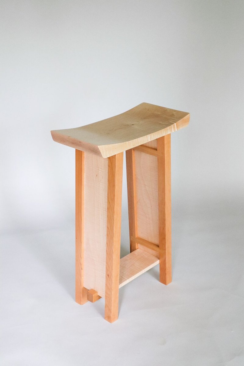 Tiger maple and cherry Shaped Side Table by Mokuzai Furniture