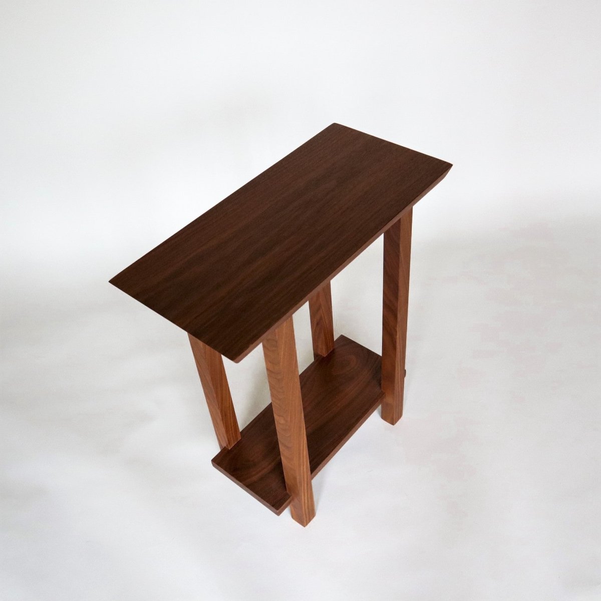 solid walnut end table for small spaces by Mokuzai Furniture