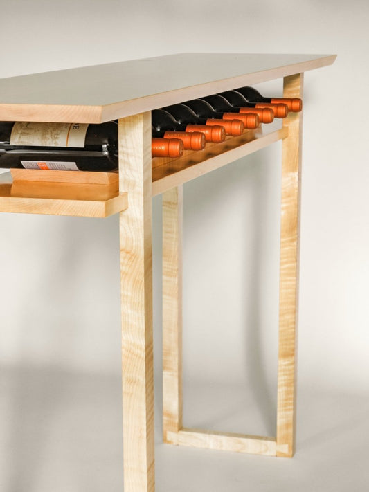 dining room console table with wine storage rack - modern wood furniture design by Mokuzai Furniture